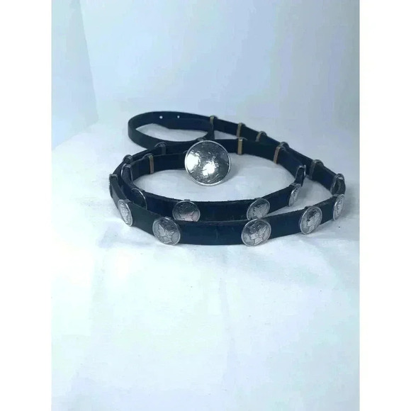 Vintage‎ Silver Mercury Dime Concho Belt Unisex  L 41" 168g - Picture 7 of 8